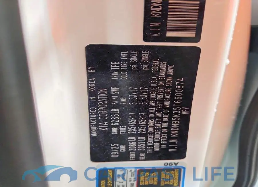 KNDNB5K35T6600874# 13