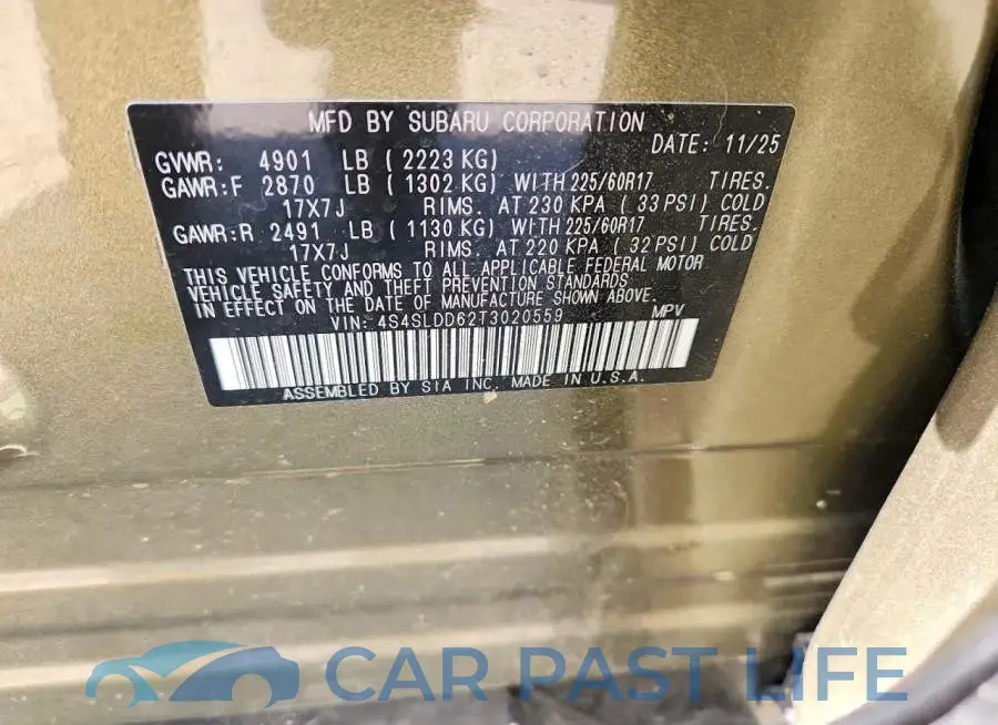 4S4SLDD62T3020559# 14