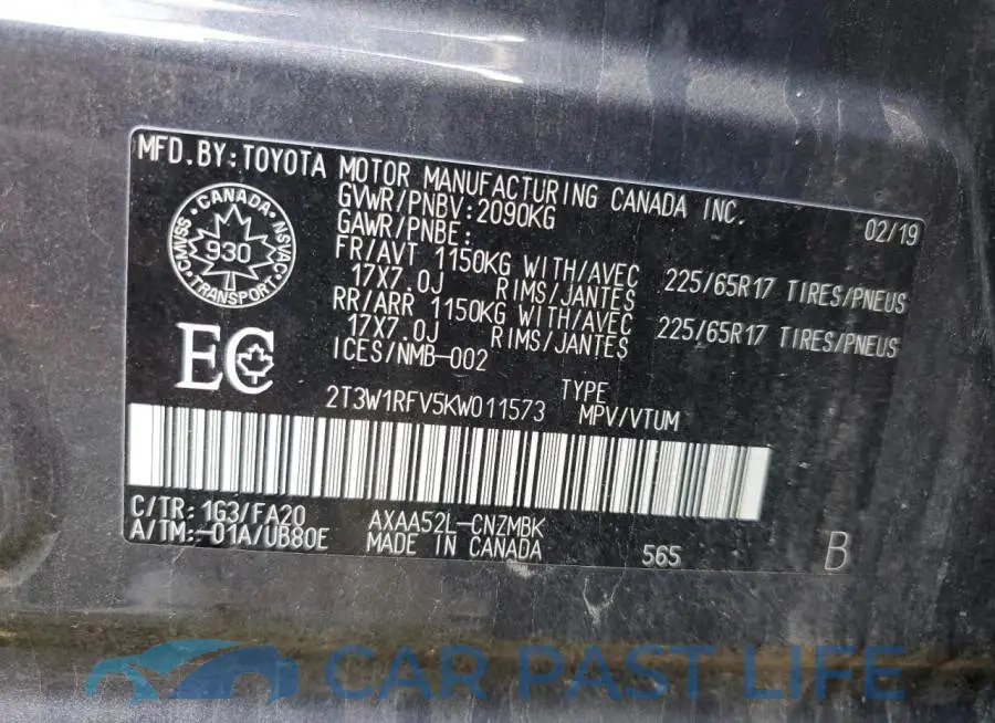 2T3W1RFV5KW011573# 13