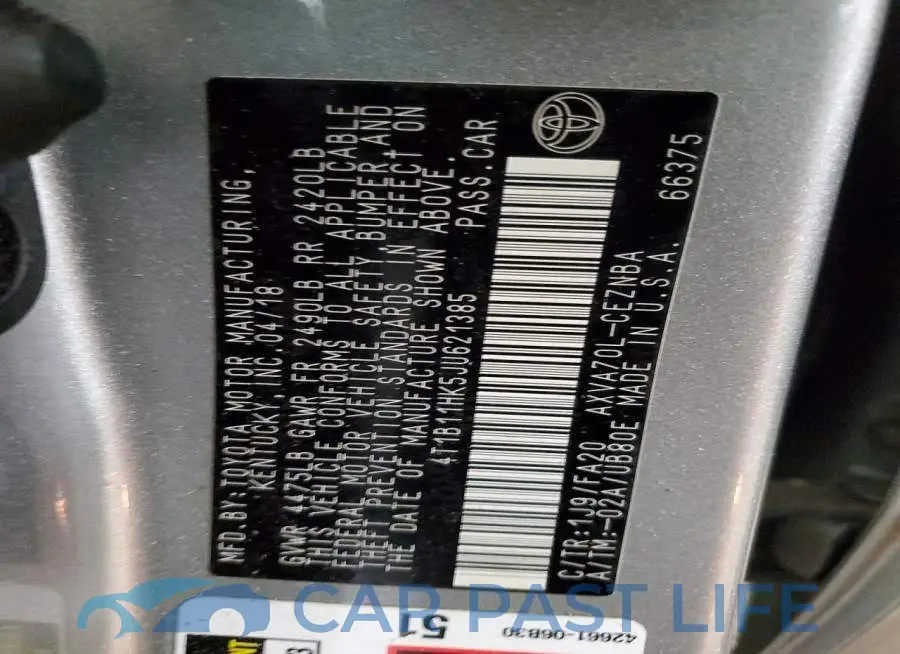4T1B11HK5JU621385# 12