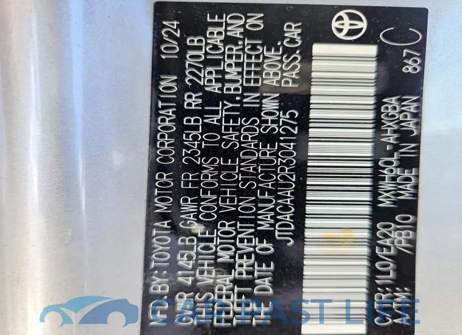 JTDACAAU2R3041275# 13