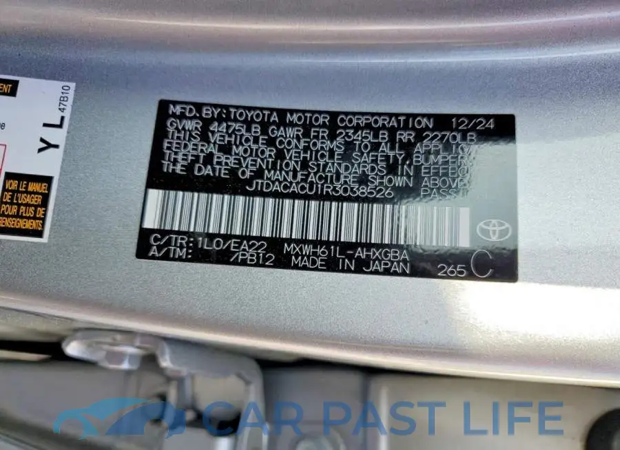 JTDACACU1R3038526# 12