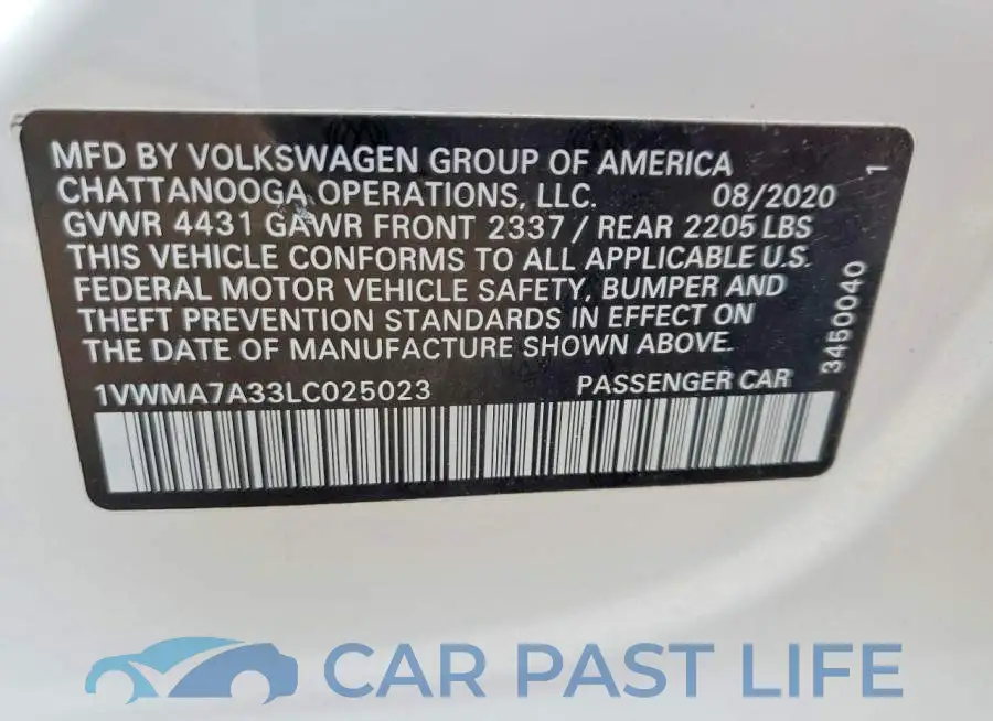 1VWMA7A33LC025023# 12