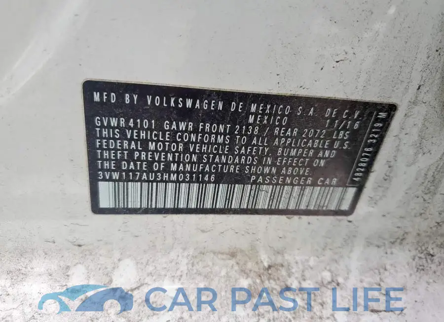 3VW117AU3HM031146# 12