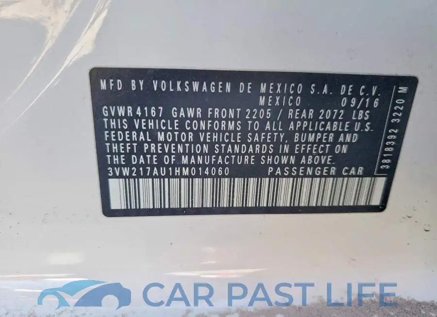 3VW217AU1HM014060# 13