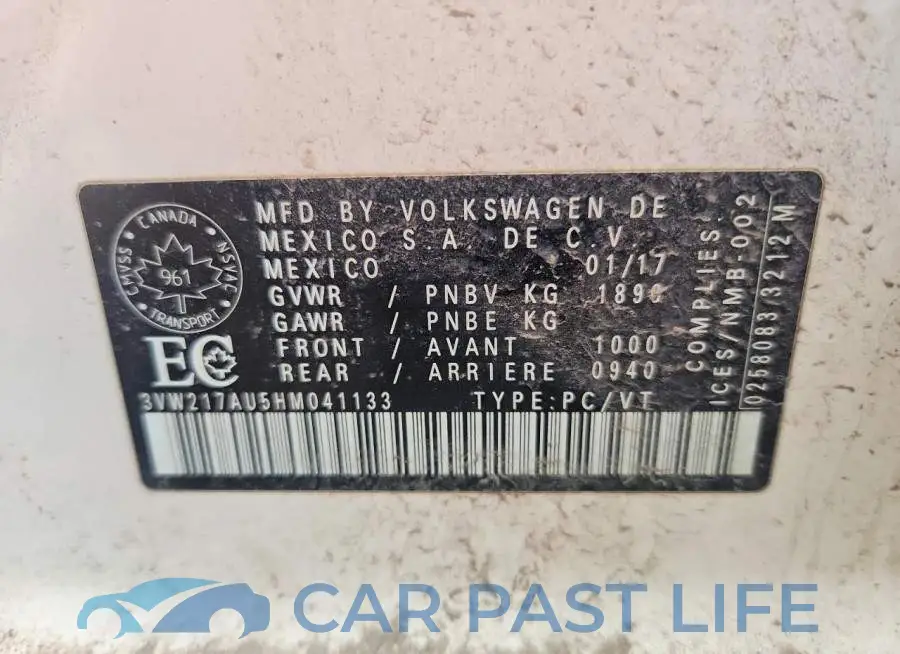 3VW217AU5HM041133# 12