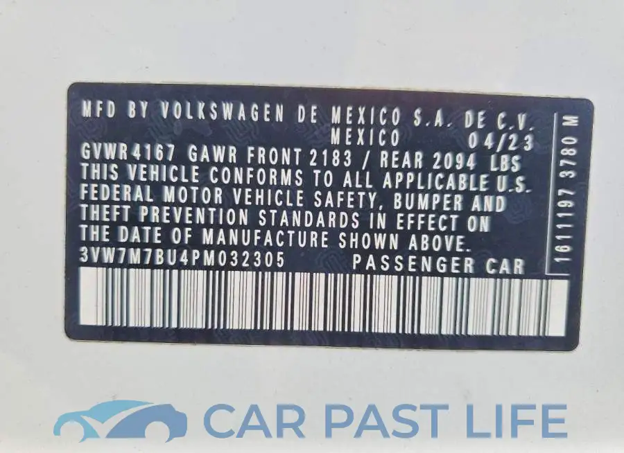 3VW7M7BU4PM032305# 13