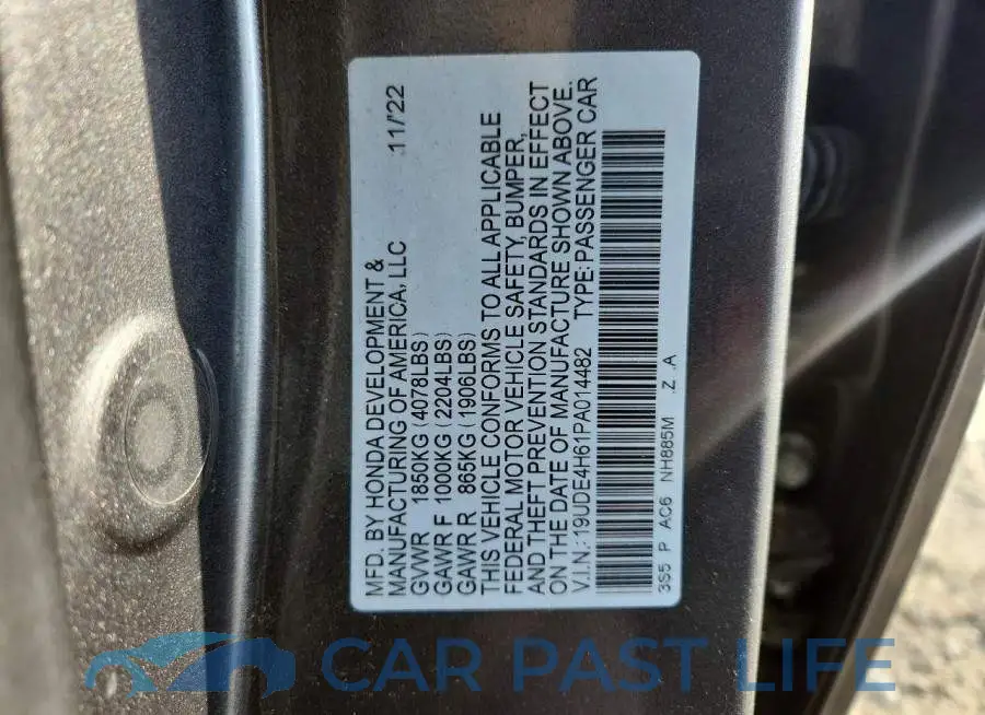 19UDE4H61PA014482# 12