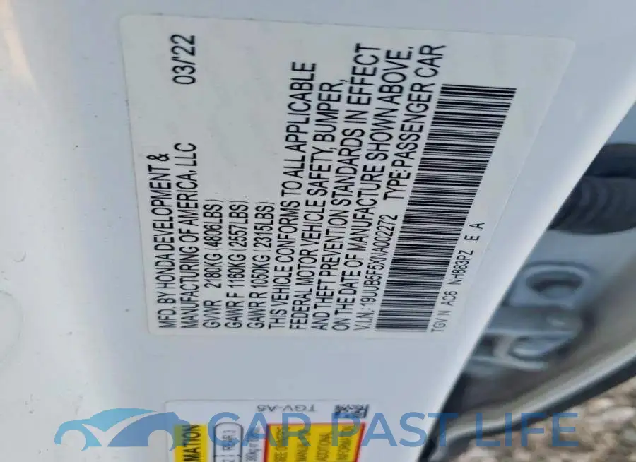 19UUB5F5XNA002272# 12