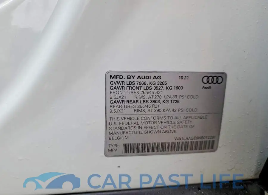 WA1LAAGE8NB012291# 13