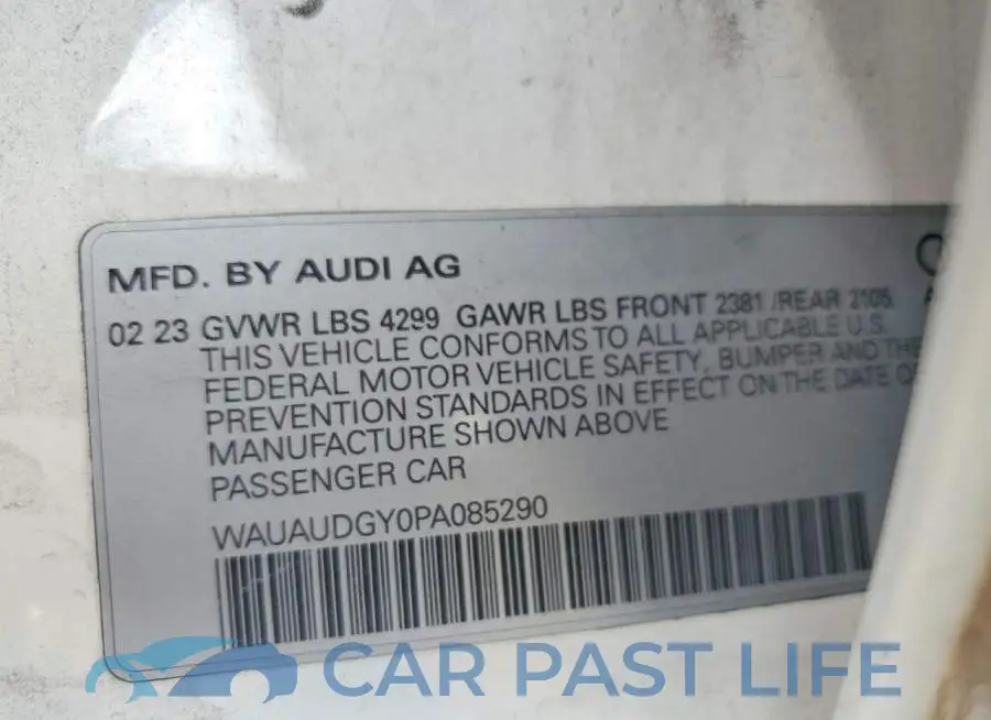 WAUAUDGY0PA085290# 12
