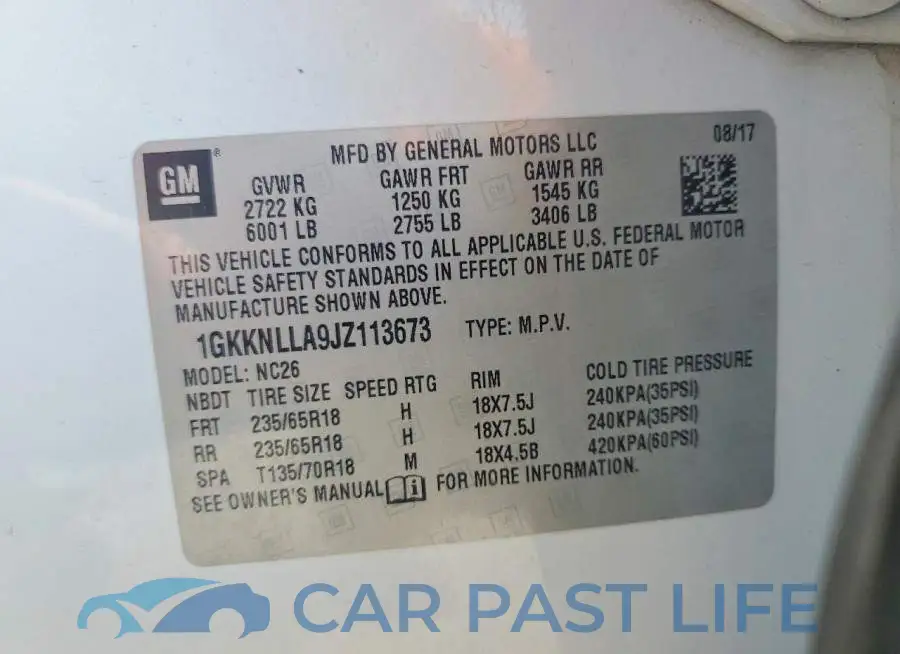 1GKKNLLA9JZ113673# 14