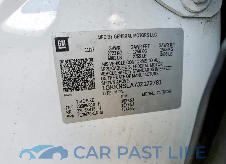 1GKKNSLA7JZ172781# 13