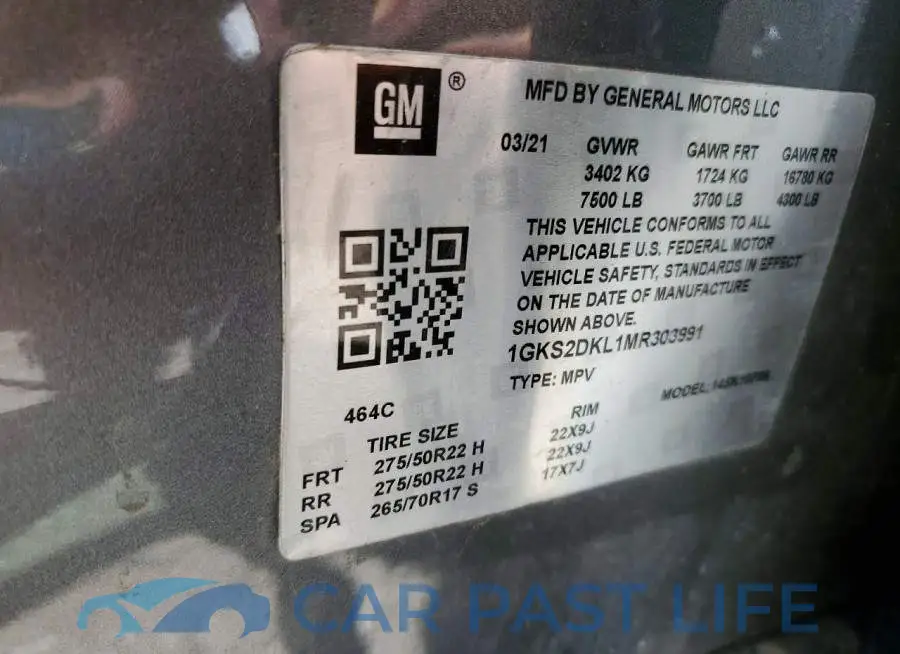 1GKS2DKL1MR303991# 13