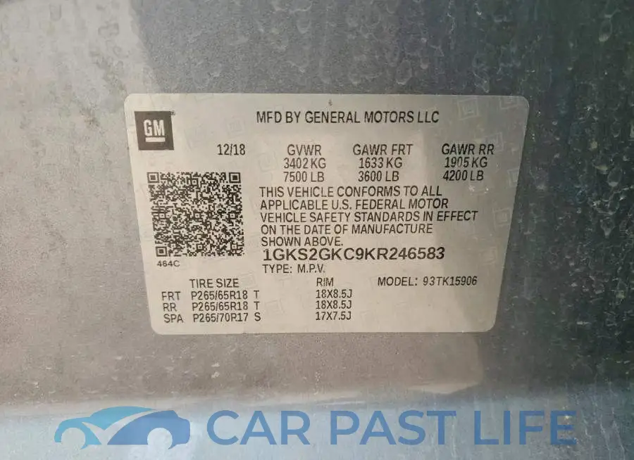 1GKS2GKC9KR246583# 13