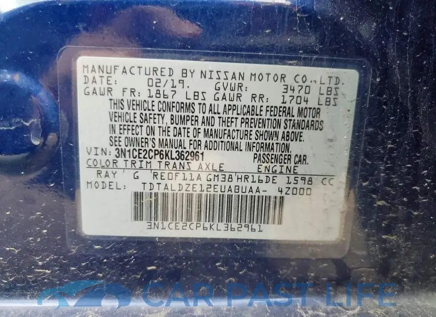 3N1CE2CP6KL362961# 12