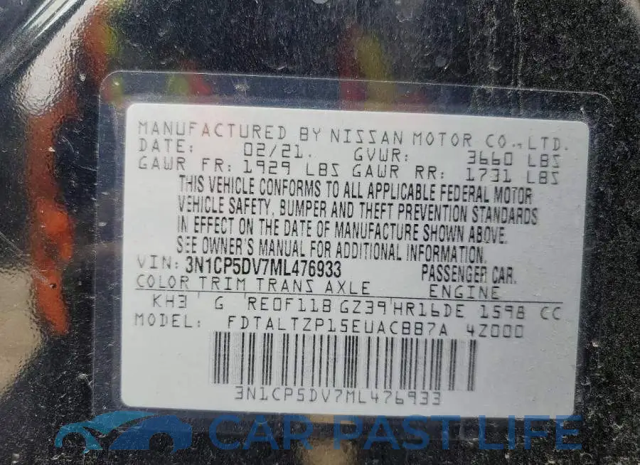 3N1CP5DV7ML476933# 13