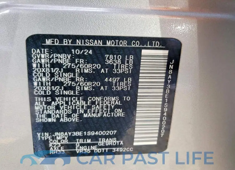 JN8AY3BE1S9400207# 13