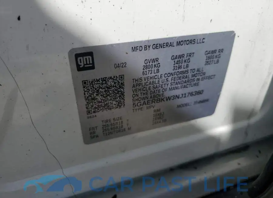 5GAERBKW3NJ176360# 12
