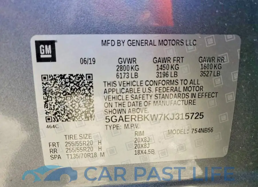 5GAERBKW7KJ315725# 13