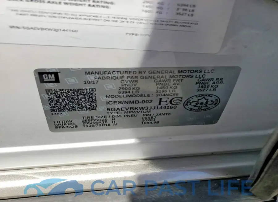 5GAEVBKW3JJ144160# 13