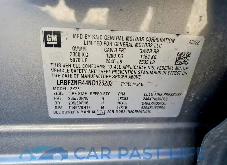 LRBFZNR44ND126203# 13