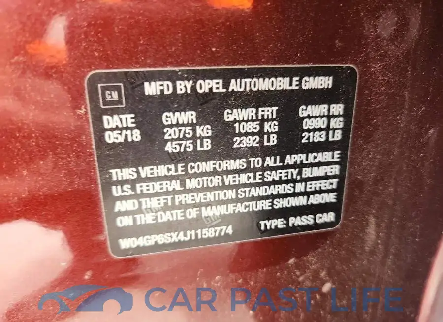 W04GP6SX4J1158774# 12