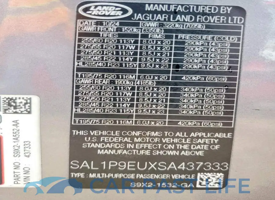 SAL1P9EUXSA437333# 13