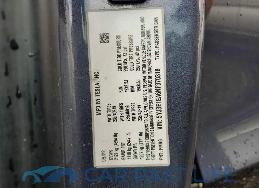 5YJ3E1EA6NF370318# 12
