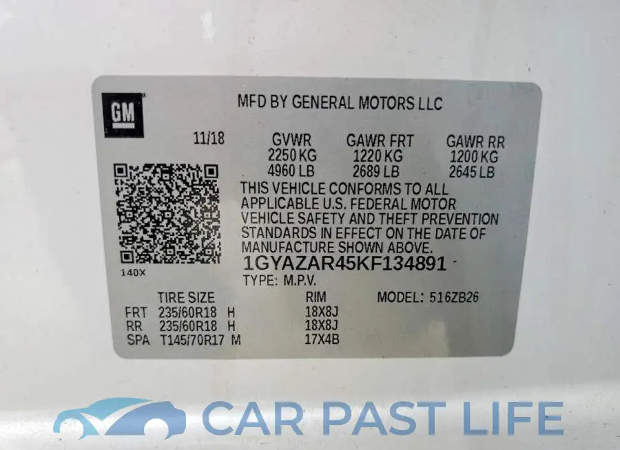 1GYAZAR45KF134891# 13
