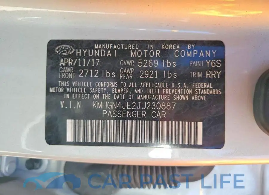 KMHGN4JE2JU230887# 12