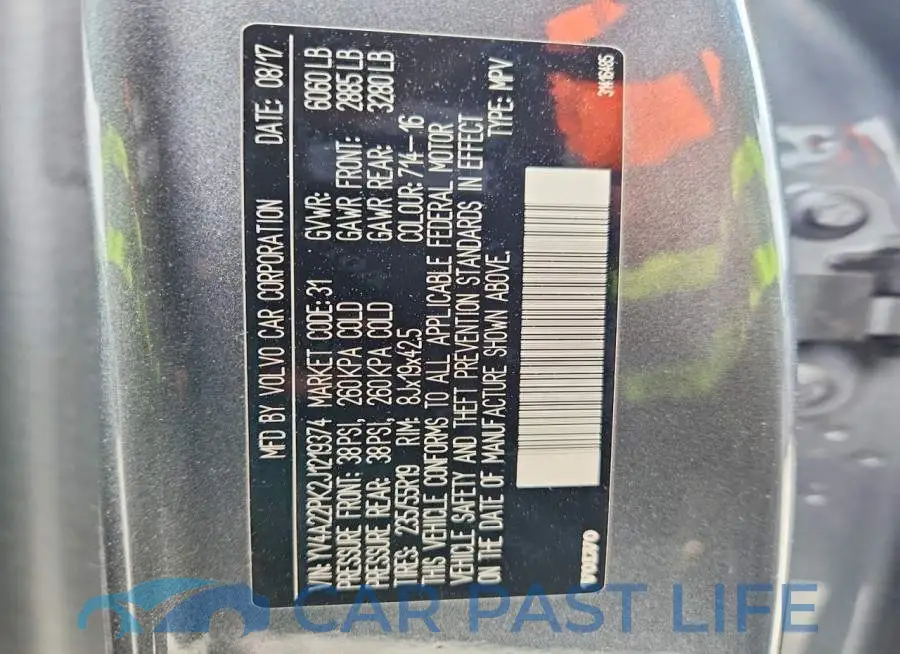 YV4A22PK2J1219374# 12