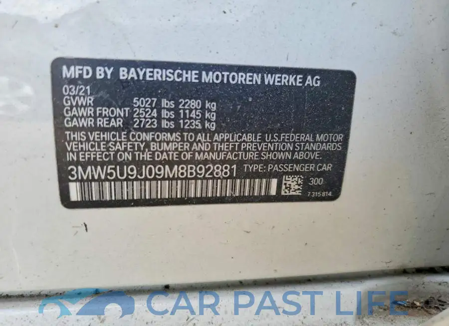 3MW5U9J09M8B92881# 12