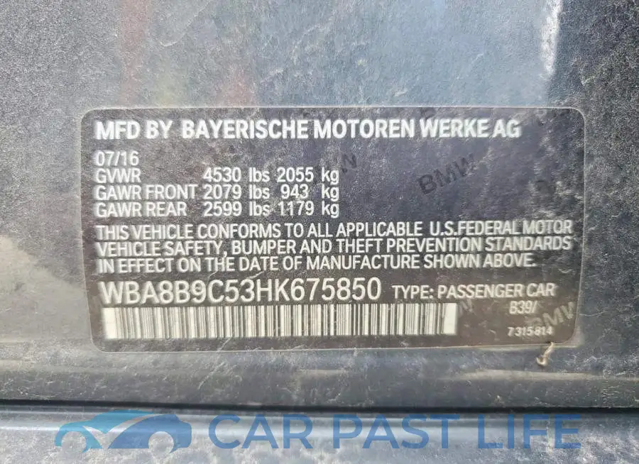 WBA8B9C53HK675850# 12