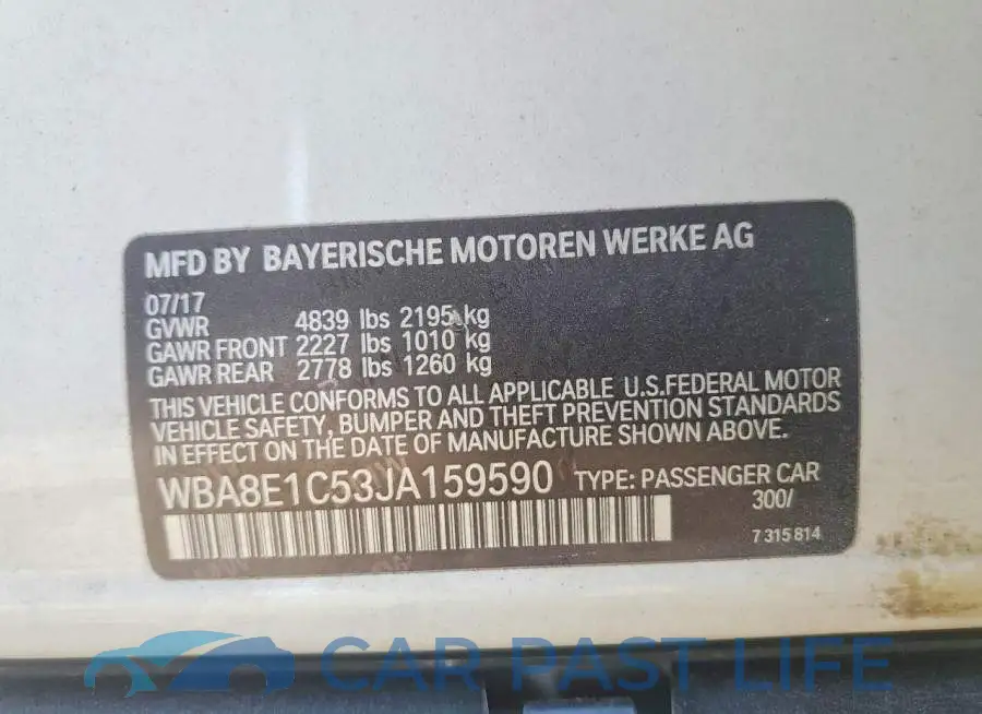 WBA8E1C53JA159590# 13