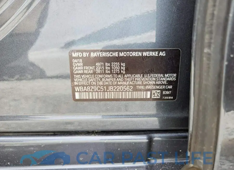 WBA8Z9C51JB220562# 12