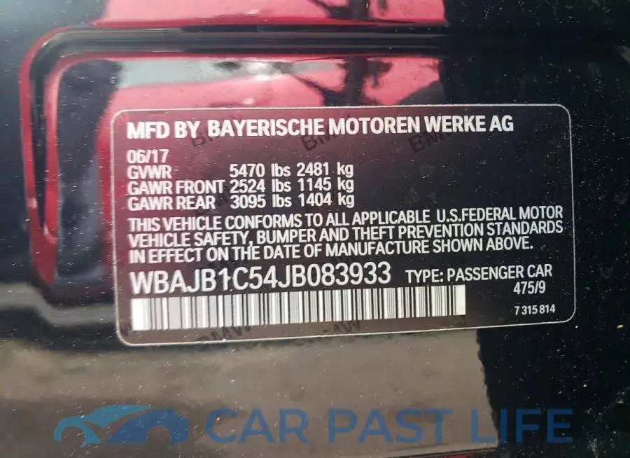 WBAJB1C54JB083933# 12