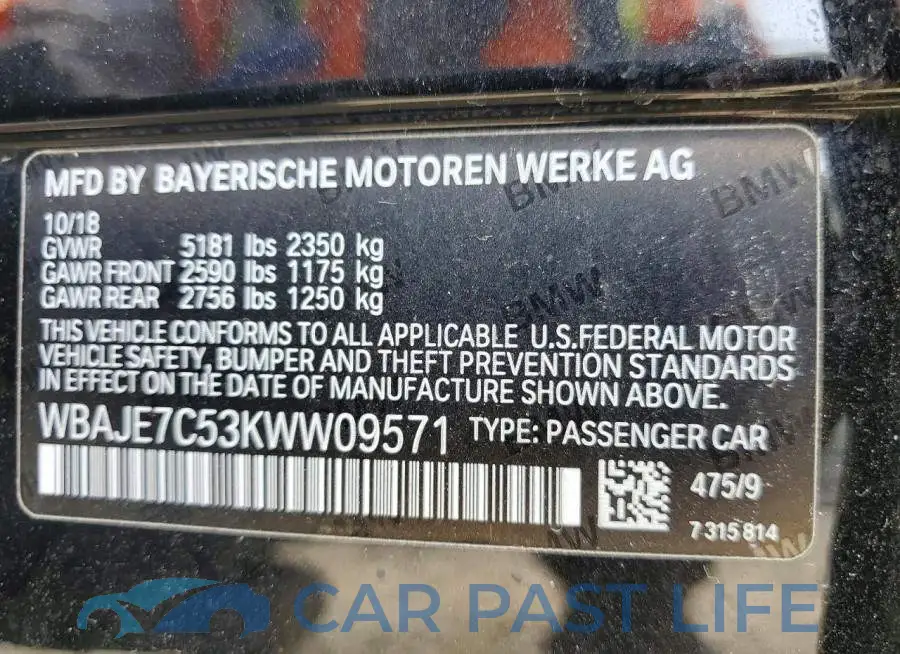 WBAJE7C53KWW09571# 12