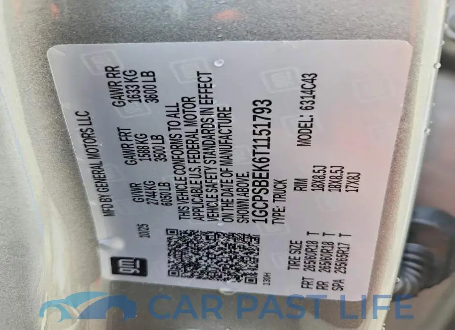1GCPSBEK6T1151793# 12