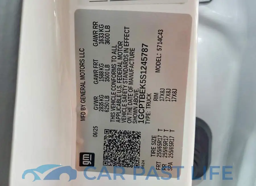 1GCPTBEK5S1245787# 12