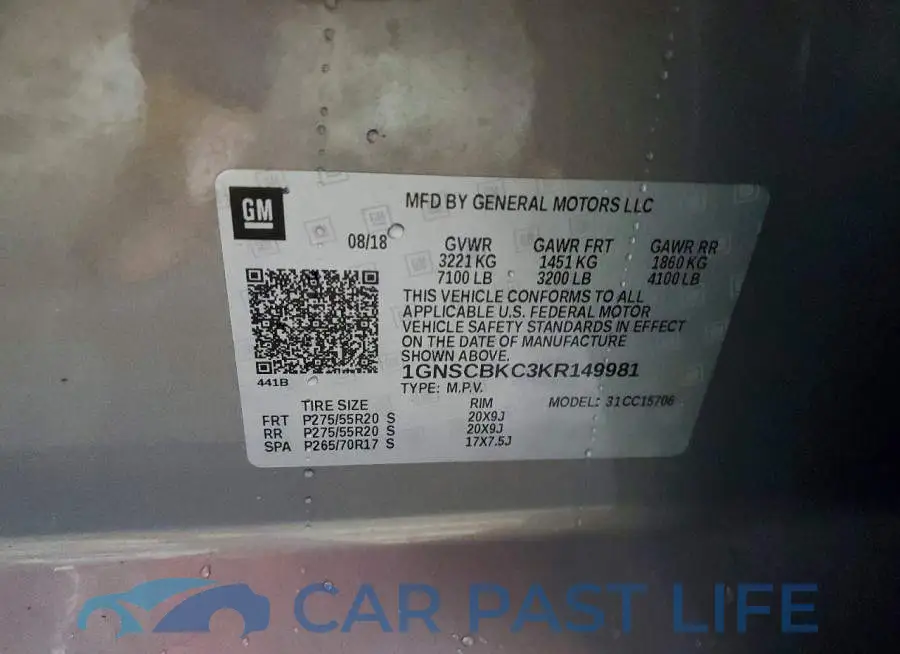 1GNSCBKC3KR149981# 13