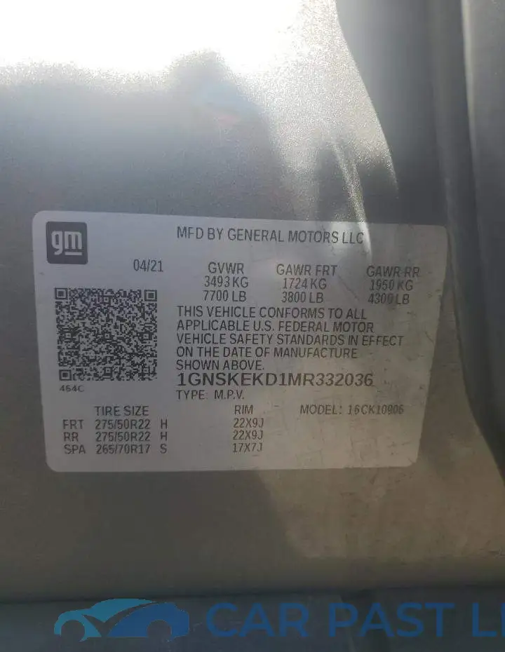 1GNSKEKD1MR332036# 13