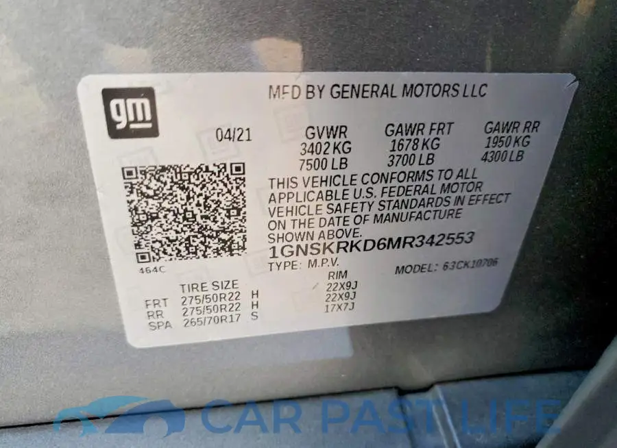 1GNSKRKD6MR342553# 13