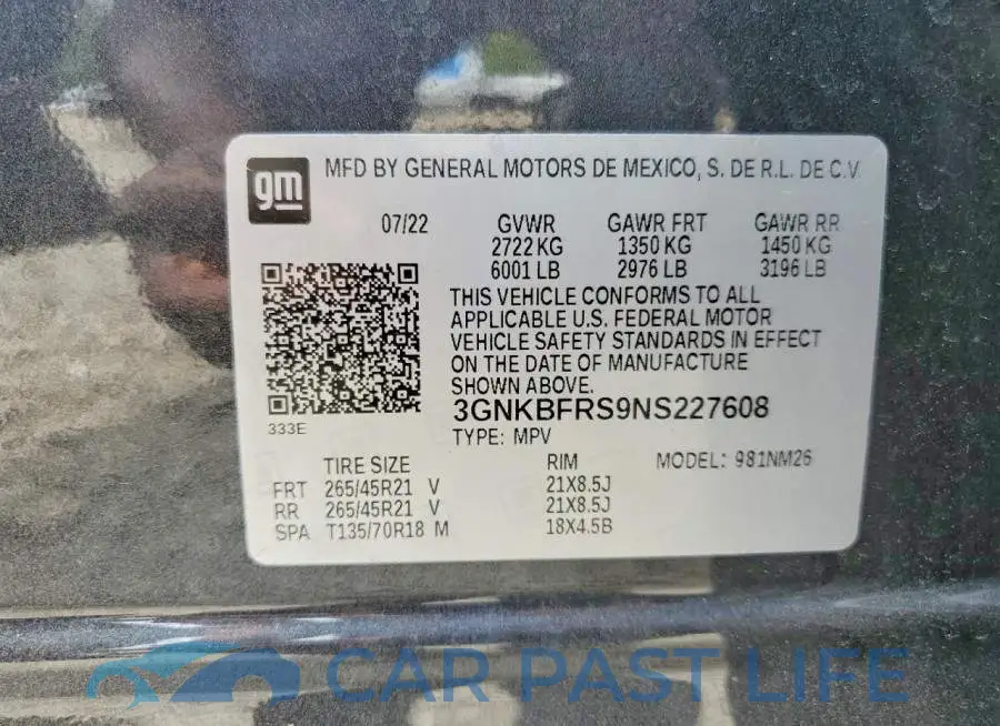 3GNKBFRS9NS227608# 13
