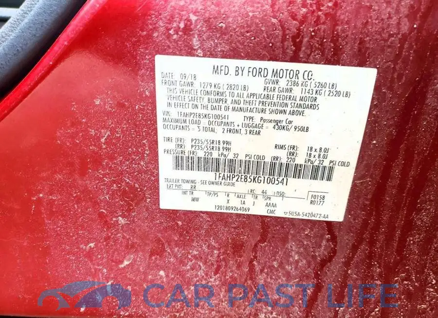 1FAHP2E85KG100541# 12