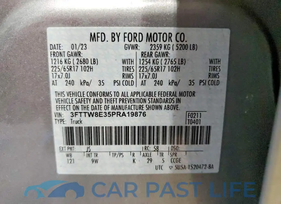 3FTTW8E35PRA19876# 13