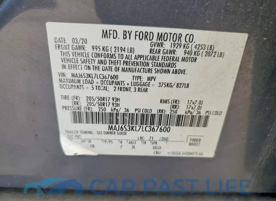 MAJ6S3KL7LC367600# 13