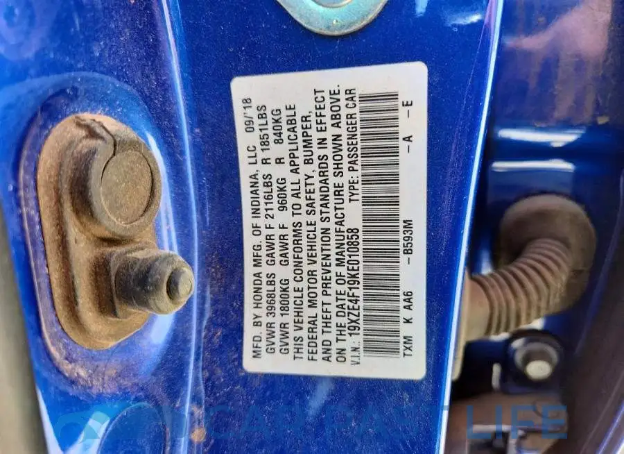 19XZE4F19KE010858# 12