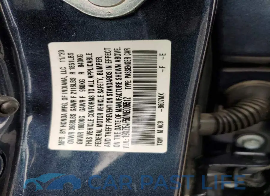 19XZE4F50ME006512# 12