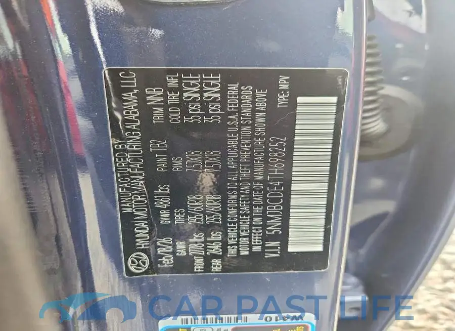 5NMJBCDE4TH698252# 14